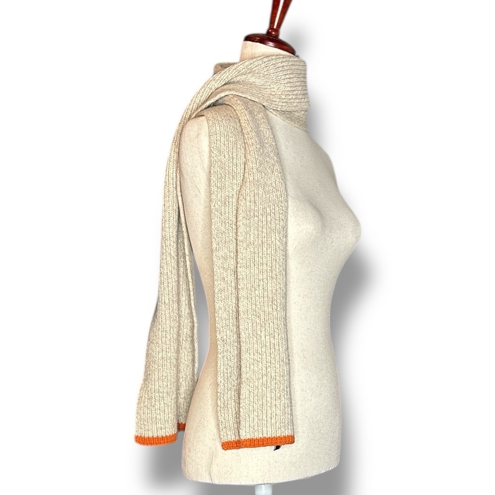 Gap Oatmeal Rib Knit Lambs Wool Scarf One Size